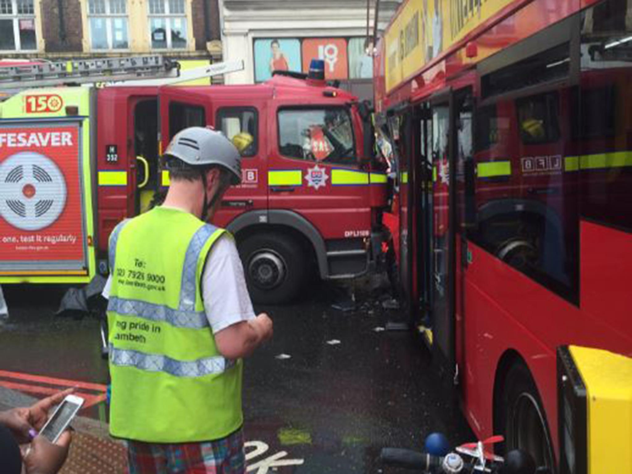 The three vehicles collided during rush hour in south London