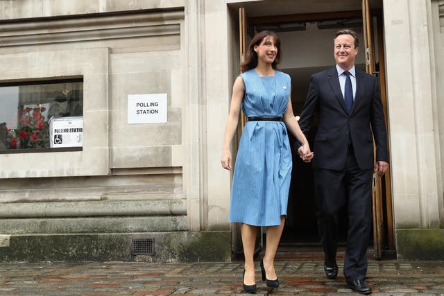 The Camerons go to the polls today. Credit: Getty.