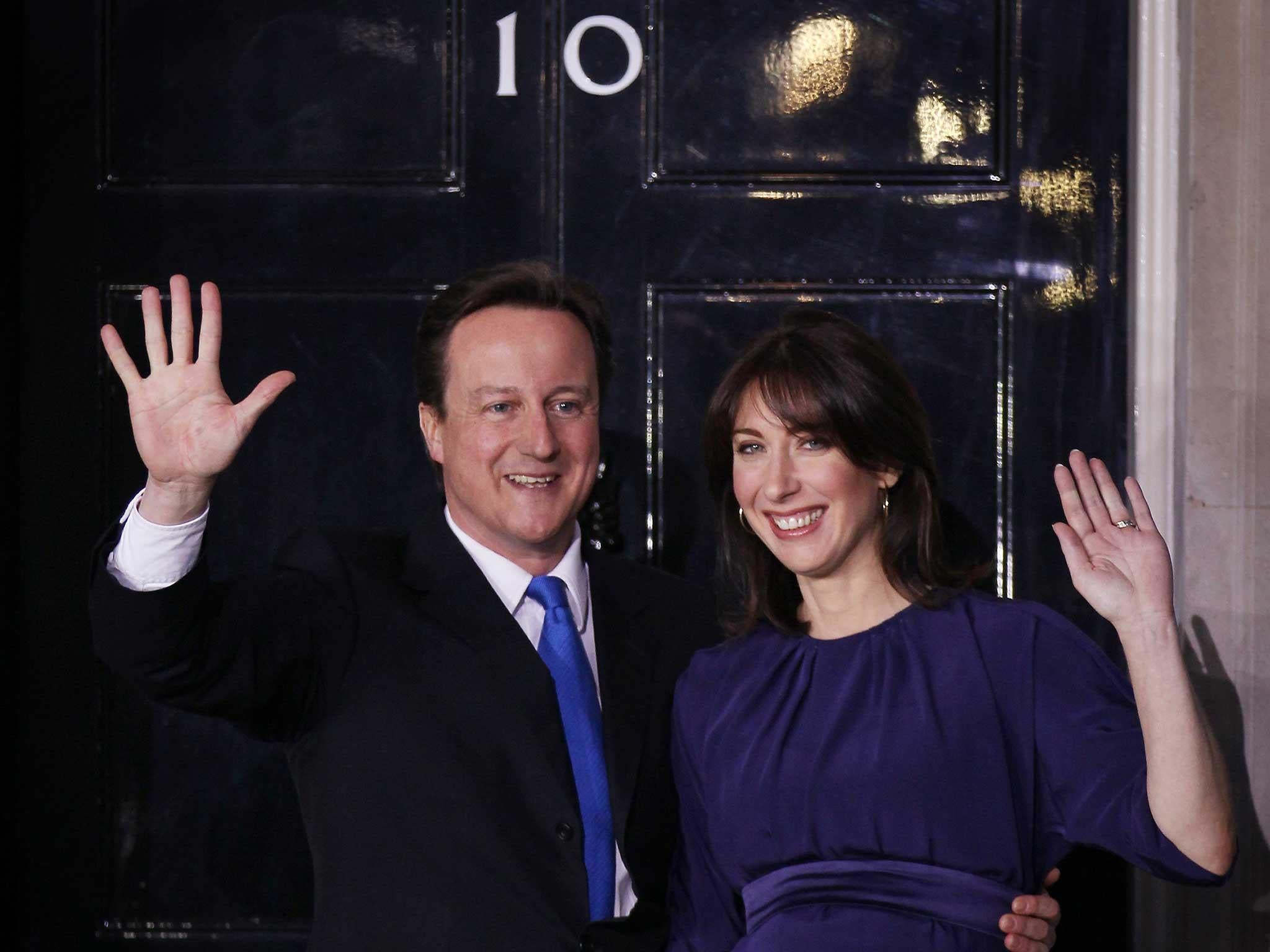 David and Samantha Cameron outside 10 Downing Street