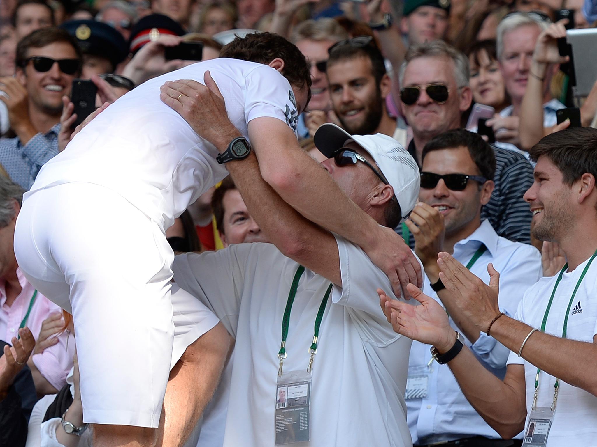 Murray and Lendl embraced after the Scot's 2013 Wimbledon win