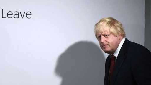 Boris Johnson at his Vote Leave 'press conference' today: Getty