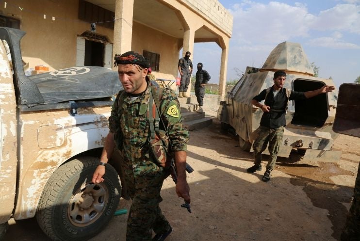 SDF fighters in Manbij