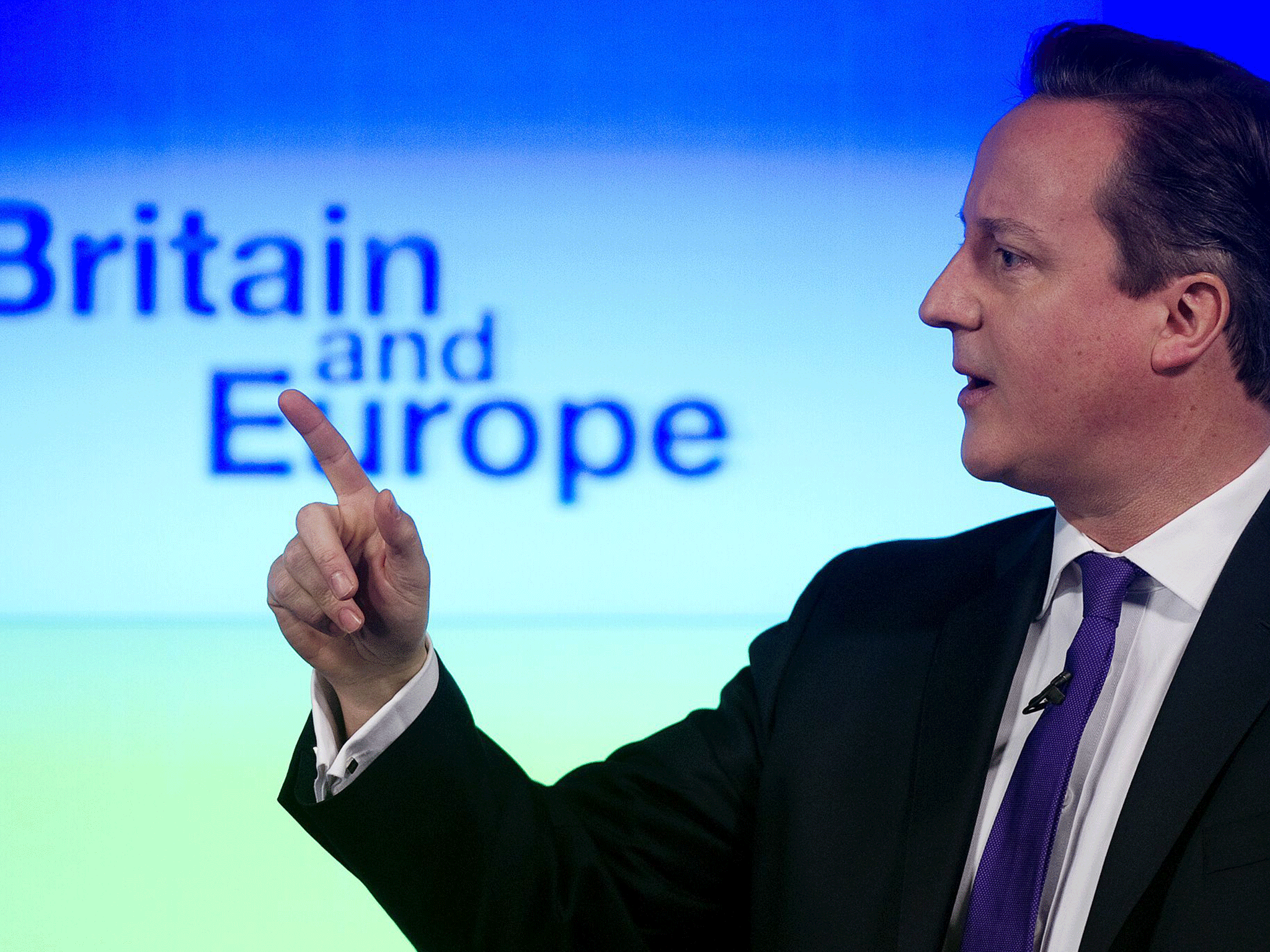 David Cameron delivers his vision for a "Britain in a reformed Europe" at Bloomsberg's London headquarters in 2013