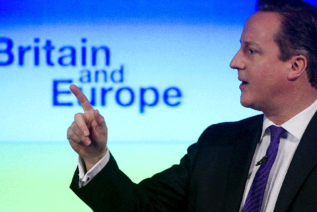 David Cameron delivers his vision for a "Britain in a reformed Europe" at Bloomsberg's London headquarters in 2013