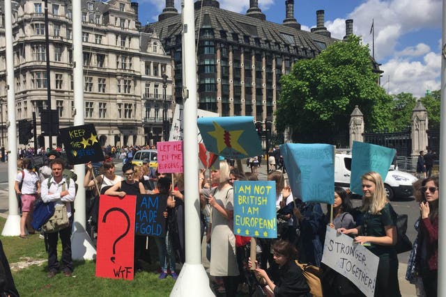 Young voters protest in London on the day the Brexit result is announced