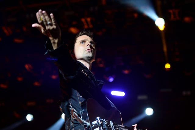 Muse's frontman Matt Bellamy at Glastonbury last night