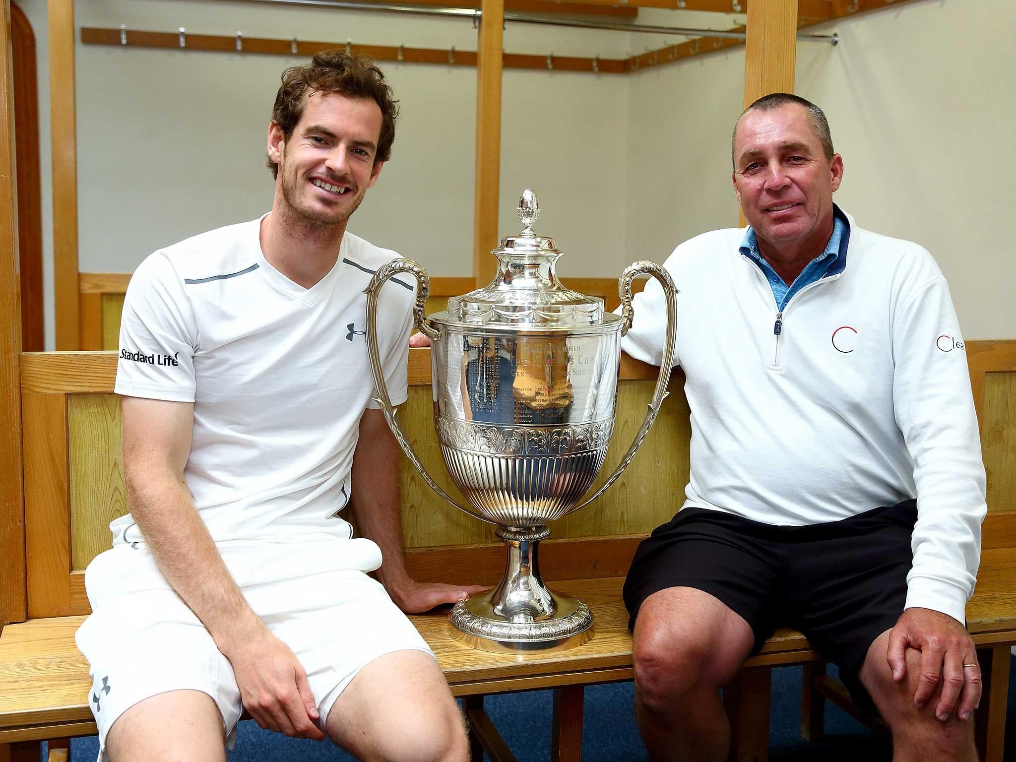 Andy Murray and Ivan Lendl with the Aegon Championships trophy