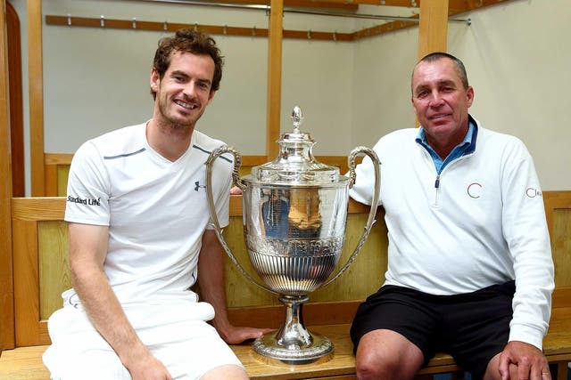 Andy Murray and Ivan Lendl with the Aegon Championships trophy