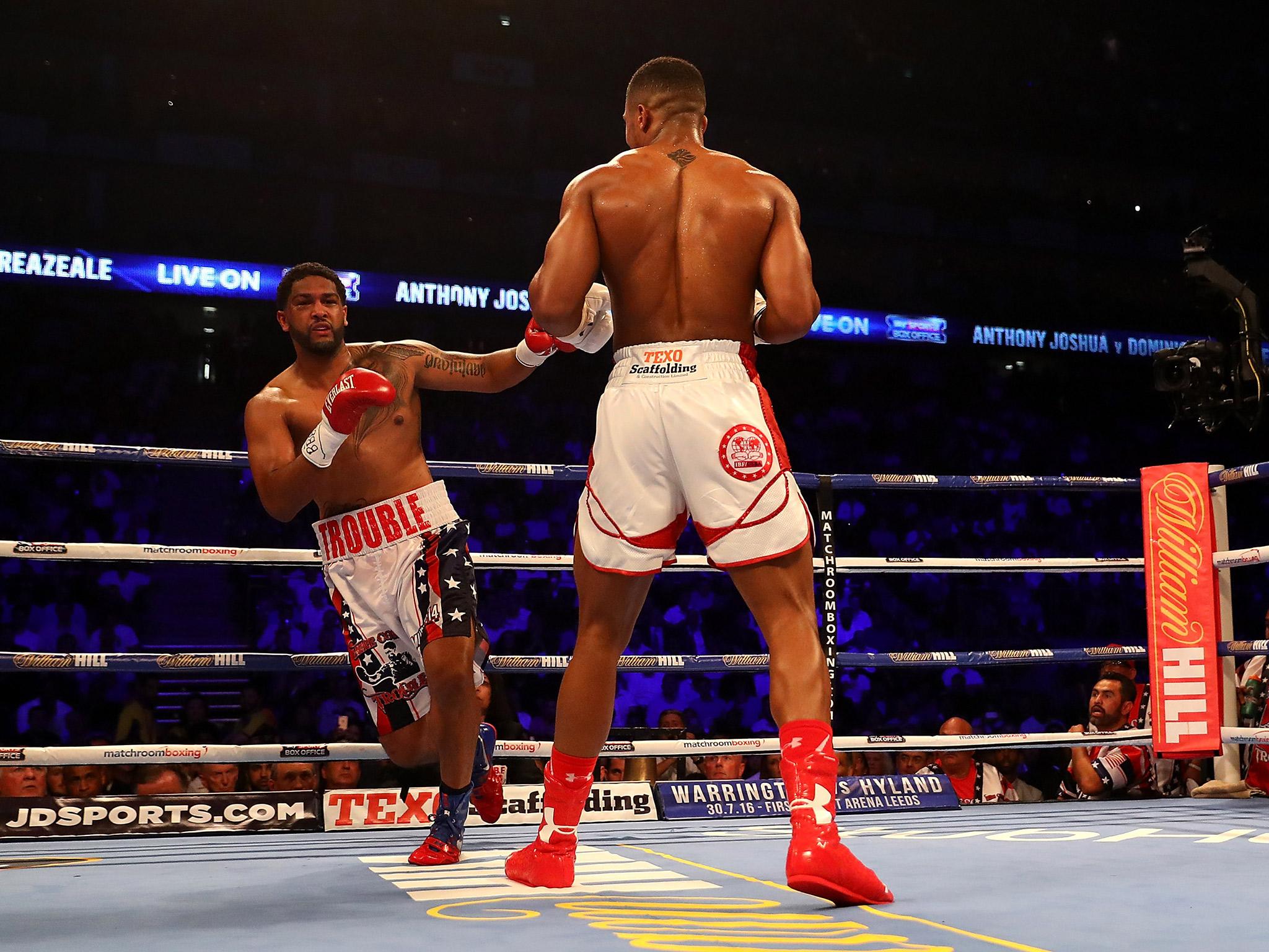 Joshua wobbled Breazeale in the second round