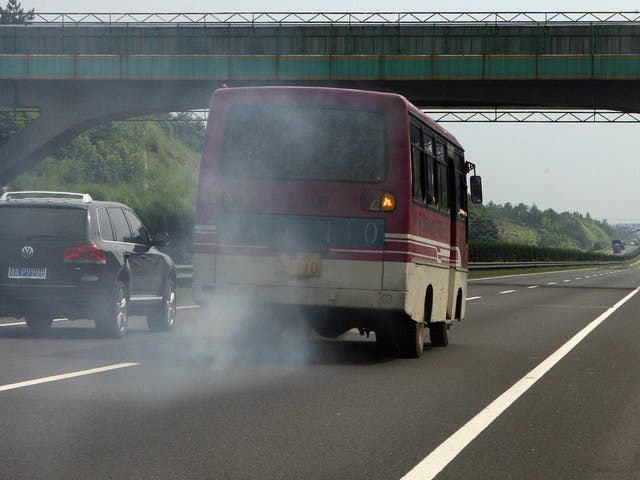 A bus travels down an expressway in China's Hunan province