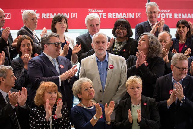Jeremy Corbyn with the shadow Cabinet before the EU referendum vote
