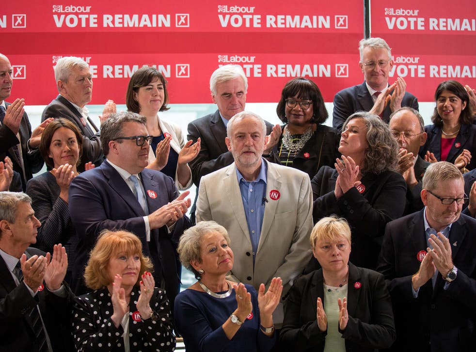 Jeremy Corbyn with the shadow Cabinet before the EU referendum vote