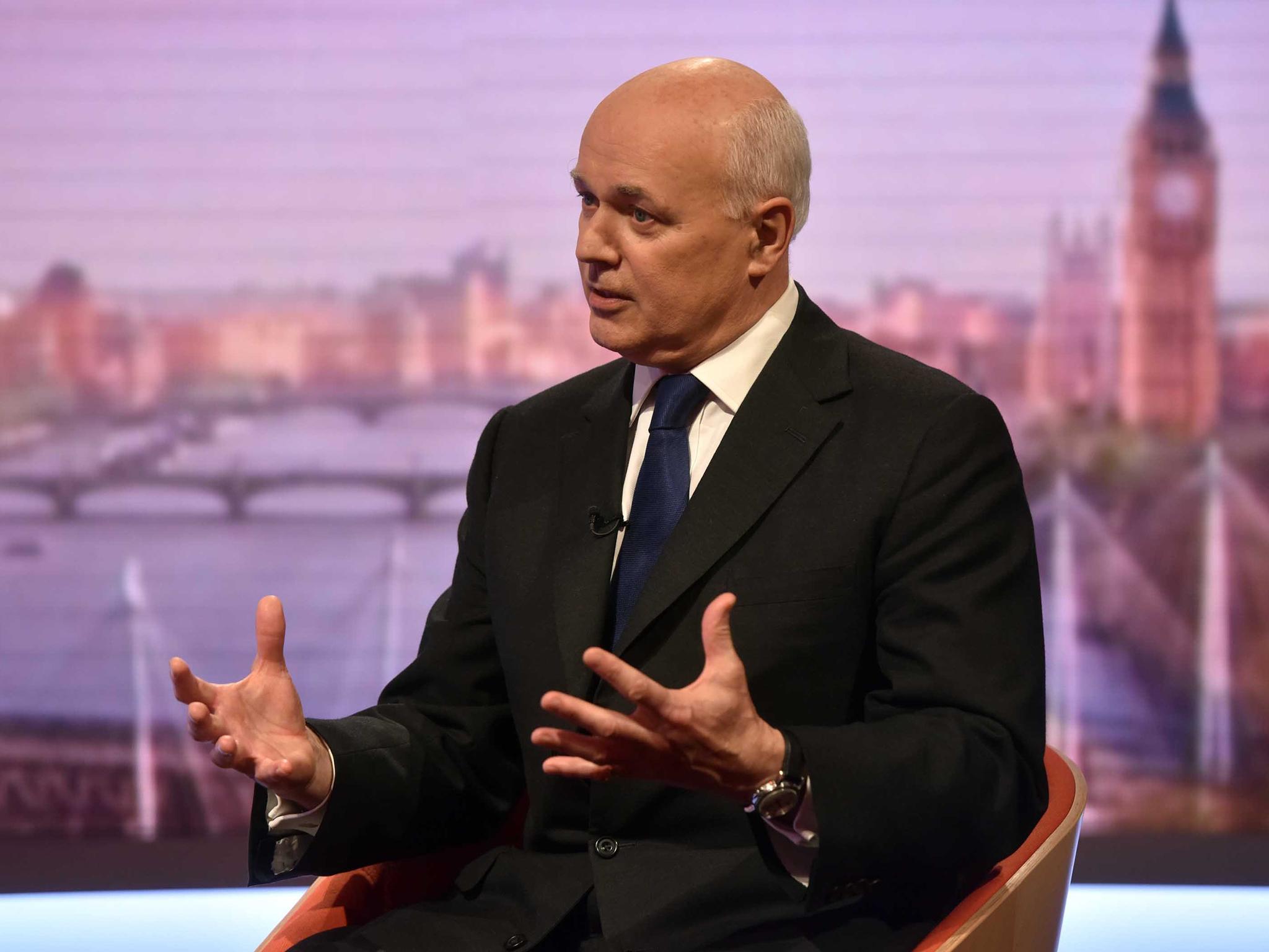 Mr Duncan Smith was appearing on BBC1's Andrew Marr Show