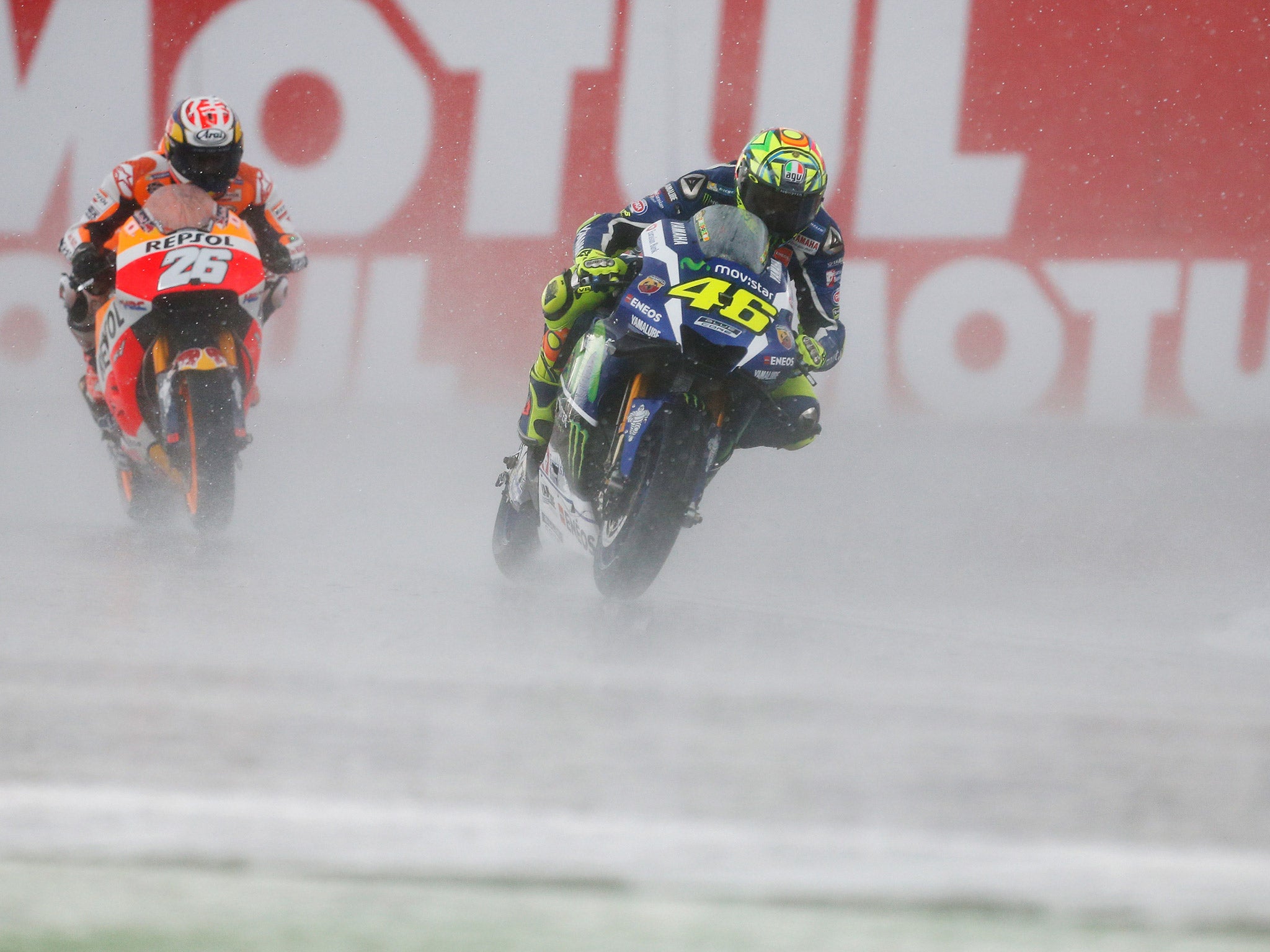Valentino Rossi crashed out of the race while leading