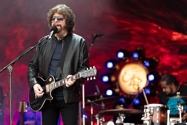 <p>Jeff Lynne performing with ELO at Glastonbury in 2016</p>