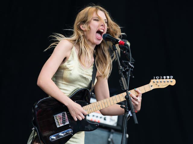 Ellie Rowsell from Wolf Alice performs on The Pyramid Stage at Glastonbury on Saturday