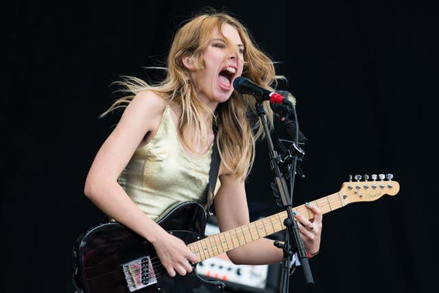 Ellie Rowsell from Wolf Alice performs on The Pyramid Stage at Glastonbury on Saturday