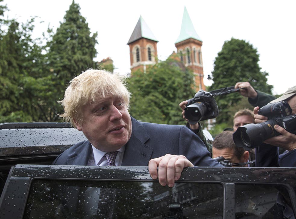 Former London Mayor Boris Johnson leaves his home by car on June 27