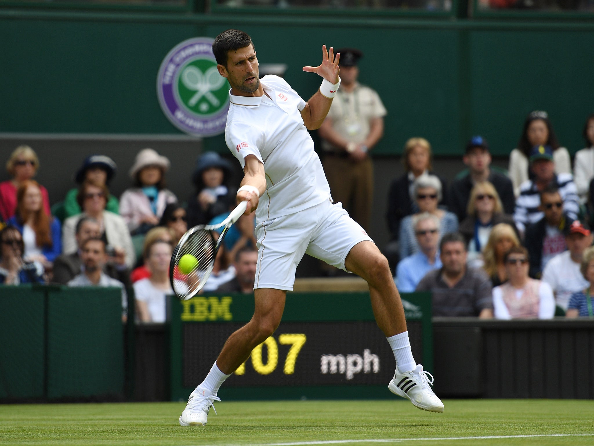 Novak Djokovic beat Britain's James Ward 6-0, 7-6, 6-4