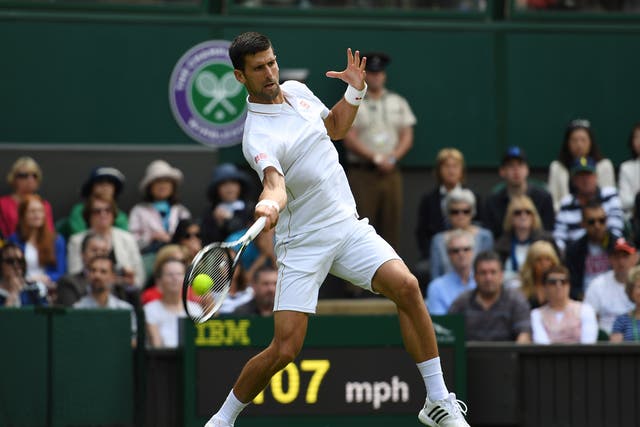 Novak Djokovic beat Britain's James Ward 6-0, 7-6, 6-4