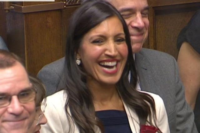 Dr Rosena Allin-Khan laughs as David Cameron jokes she could be a Shadow Cabinet minister by the end of her first day as an MP