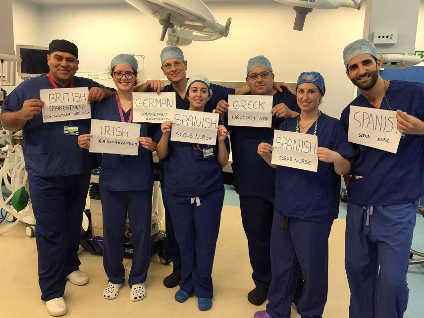 Days after the Brexit vote, EU nationals working in a London hospital posted this photo, with the caption: 'We are Europe'