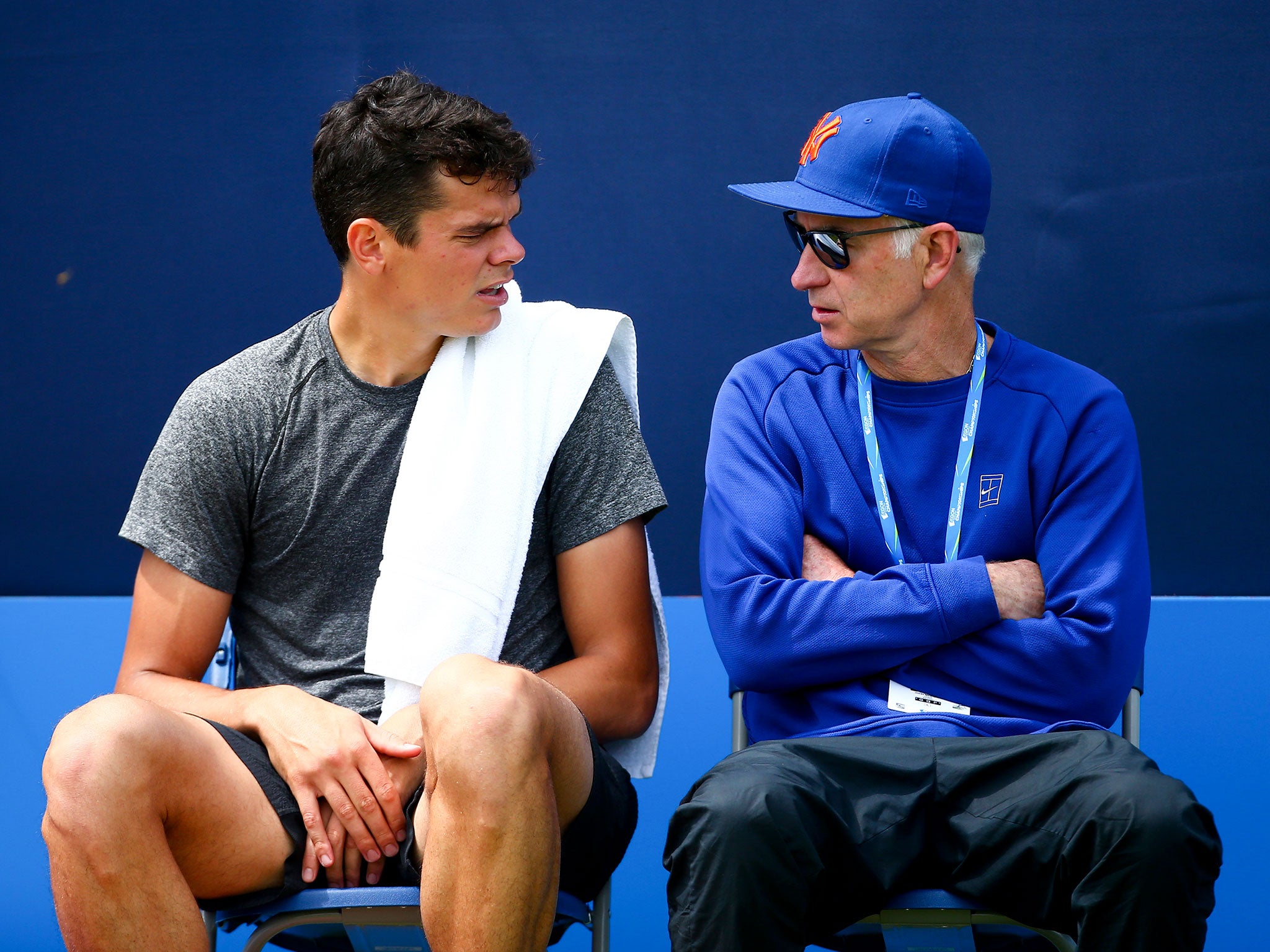 John McEnroe gives Milos Raonic some advice