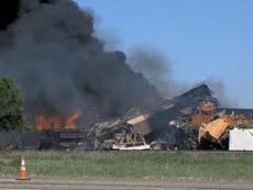 Texas train crash: Two trains collide causing huge fire in town of Panhandle
