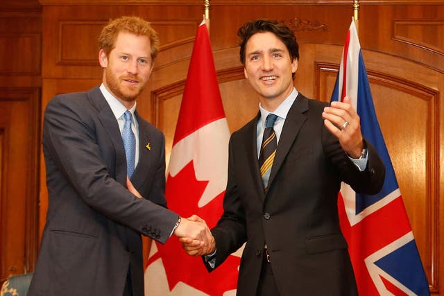 Prince Harry and Canadian Prime Minister Justin Trudeau