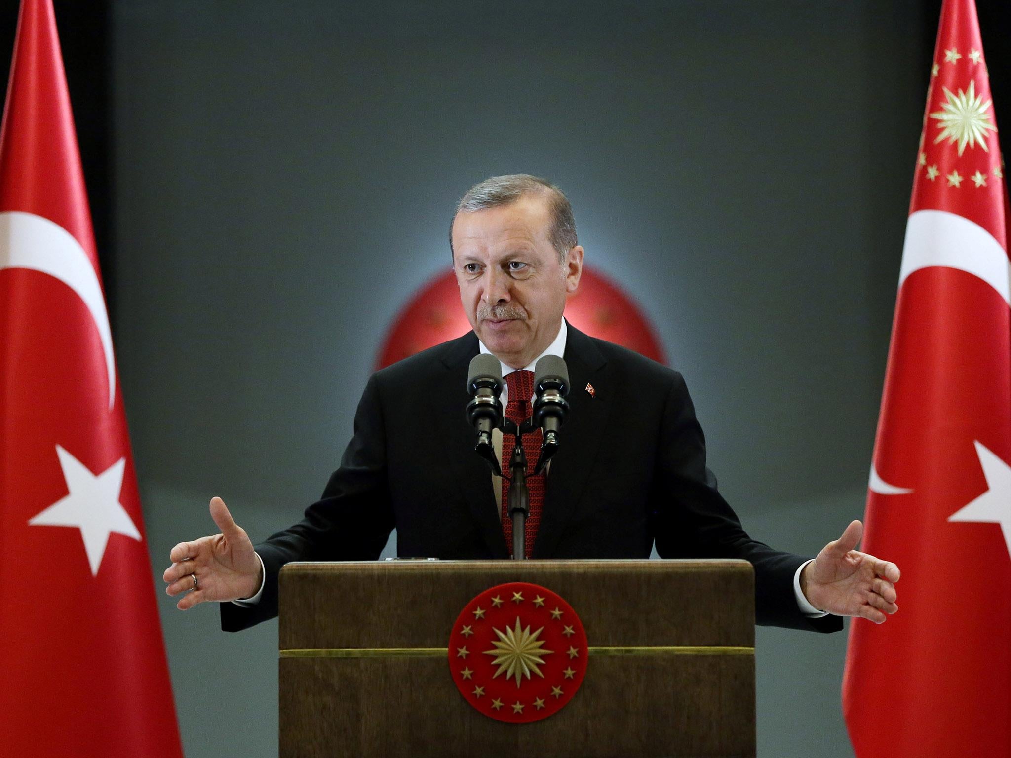 President Erdogan makes a speech during an iftar event in Ankara, yesterday