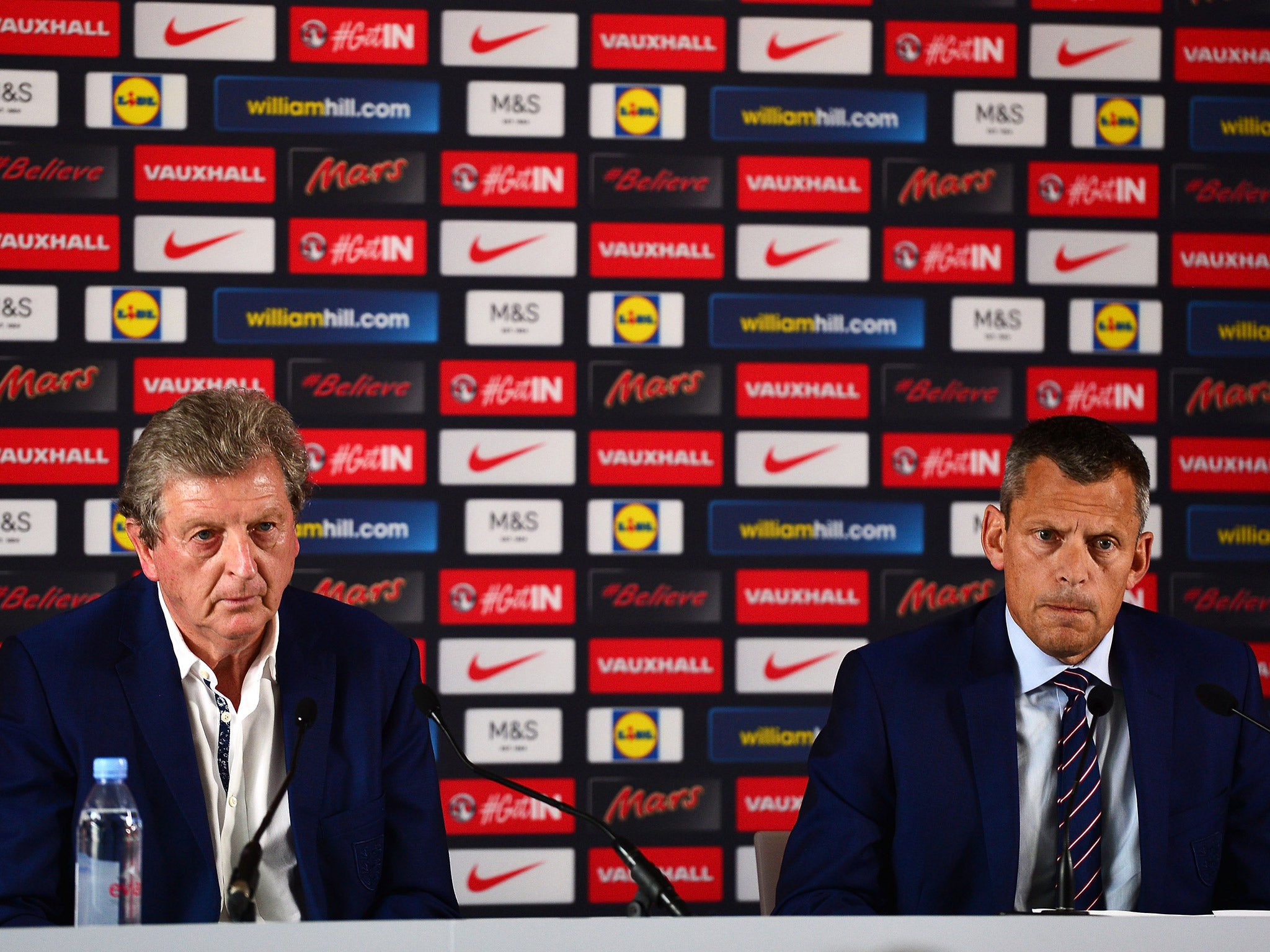 Roy Hodgson appeared at the press conference alongside FA chief executive Martin Glenn