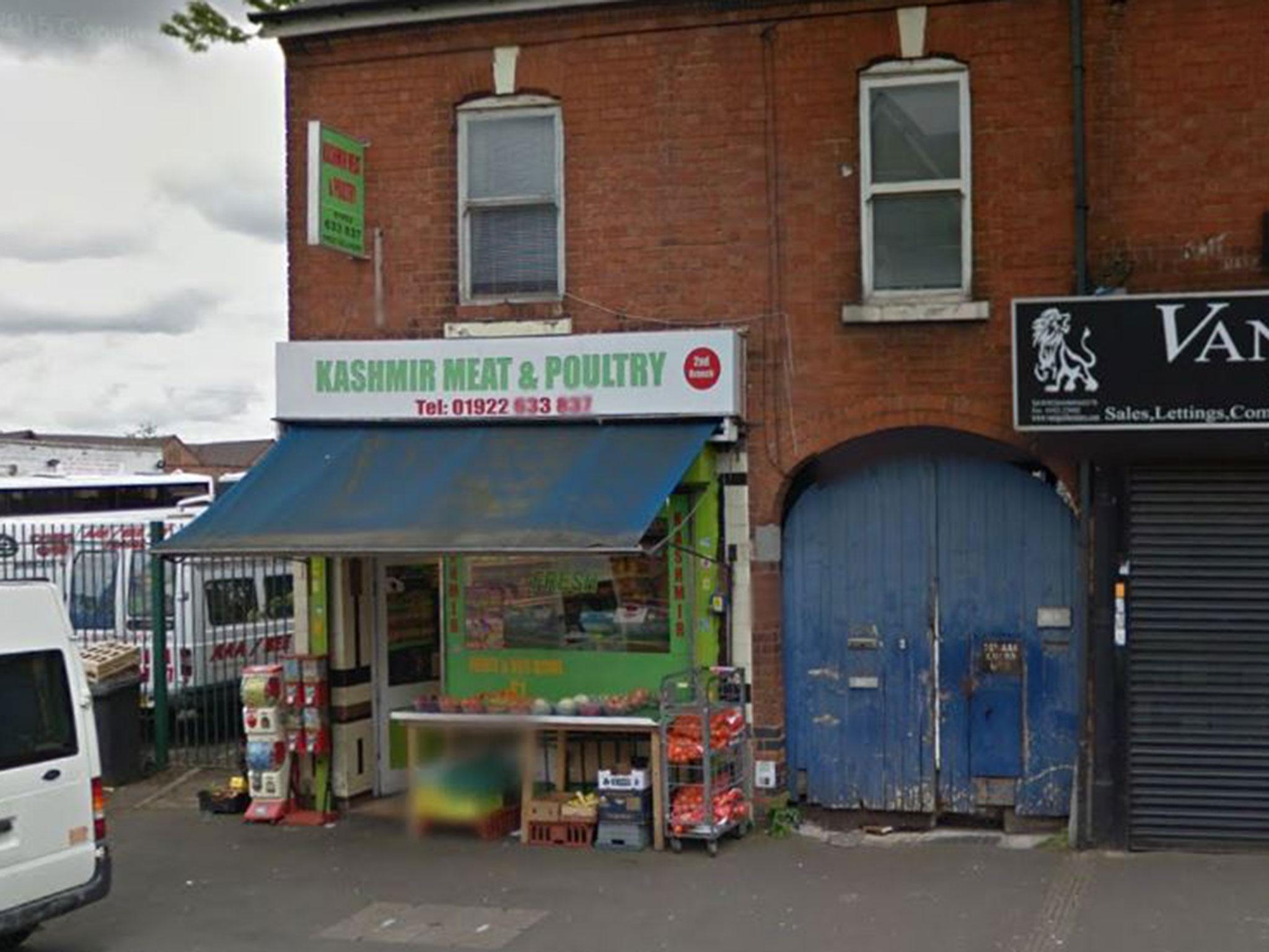 Kashmir Meat & Poultry in Wednesbury Road, Walsall, West Midlands, was left badly damaged after the man threw a lit bottle of "accelerant" at a staff member around 5.25pm on Monday