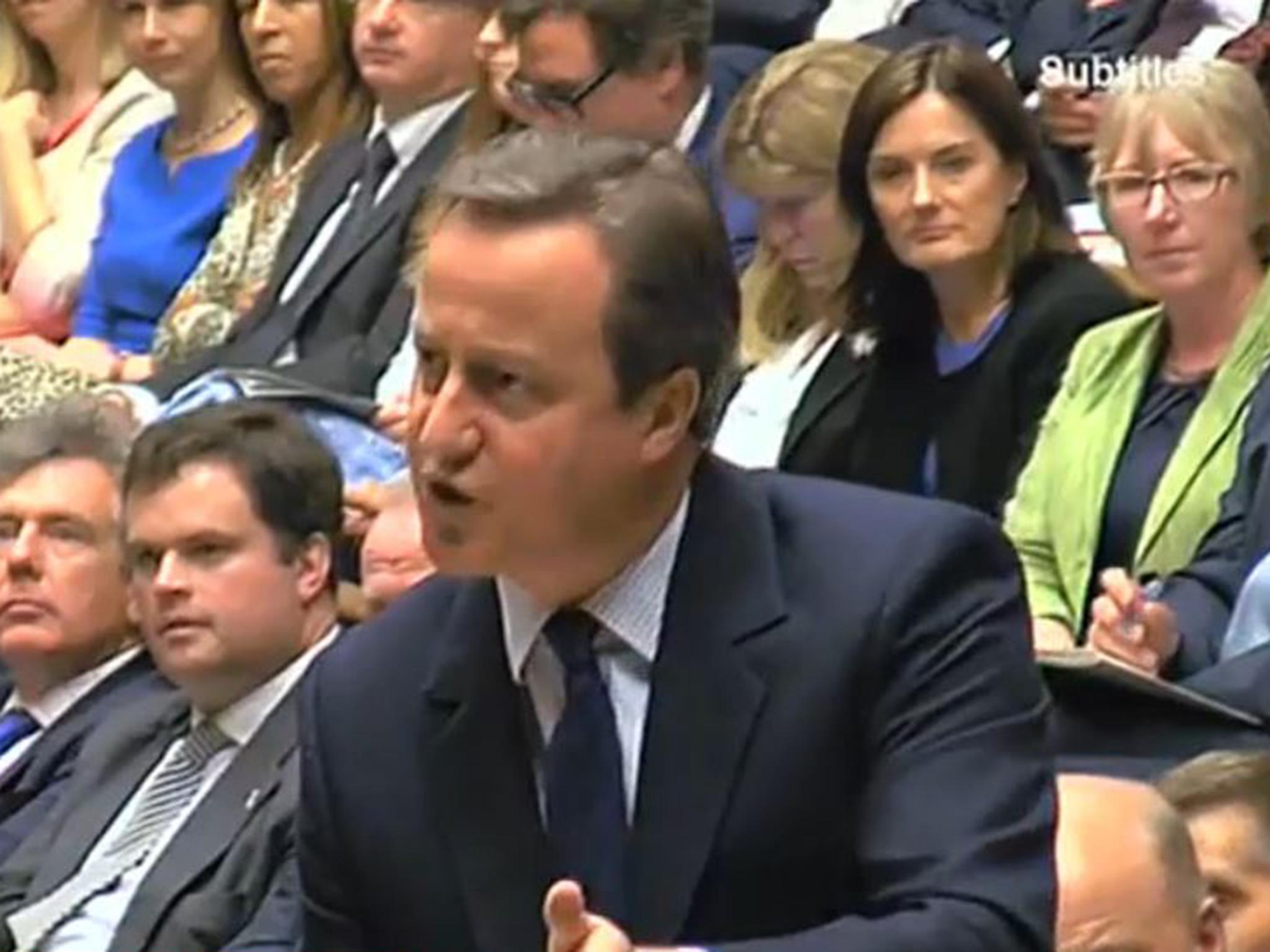 David Cameron addressing parliament on the future of Wales' EU funding