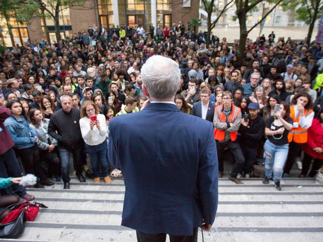 Labour leader Jeremy Corbyn speaking at a Momentum event at the School of Oriental and African Studies (SOAS) in central London.