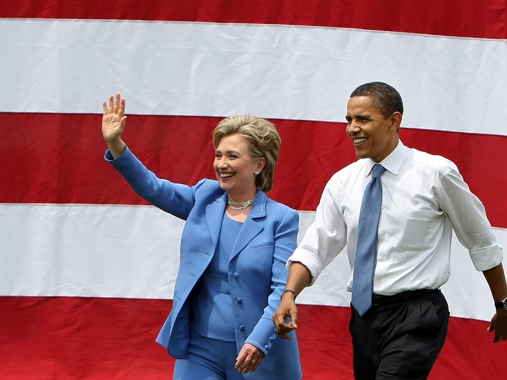 Clinton campaigns for Obama during 2008 presidential run Mario Tama/Getty
