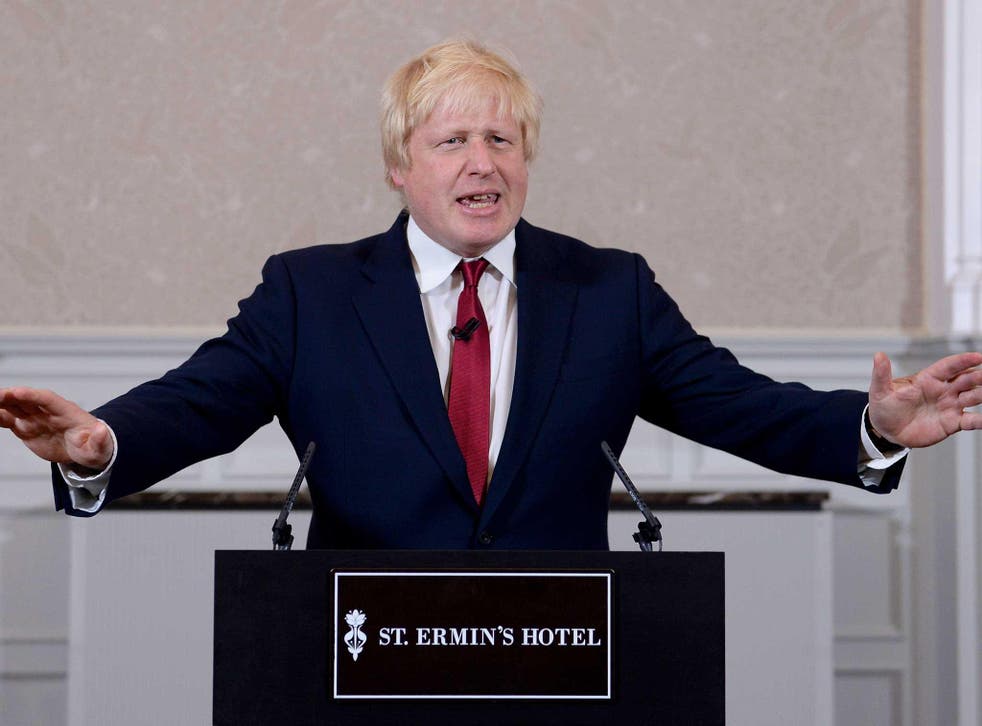 Boris Johnson speaks during a press conference at St Ermin's Hotel in London, where he formally announced that he will not enter the race to succeed David Cameron in Downing Street