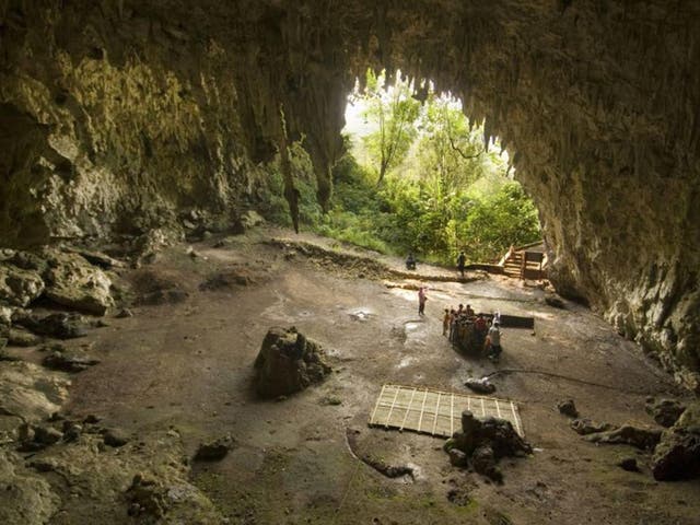 The cave in Flores, where scientists found evidence of both 'hobbit' and modern human occupation