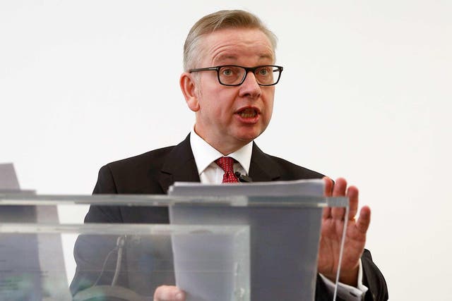 Michael Gove delivers his speech after announcing his bid to become Conservative Party leader