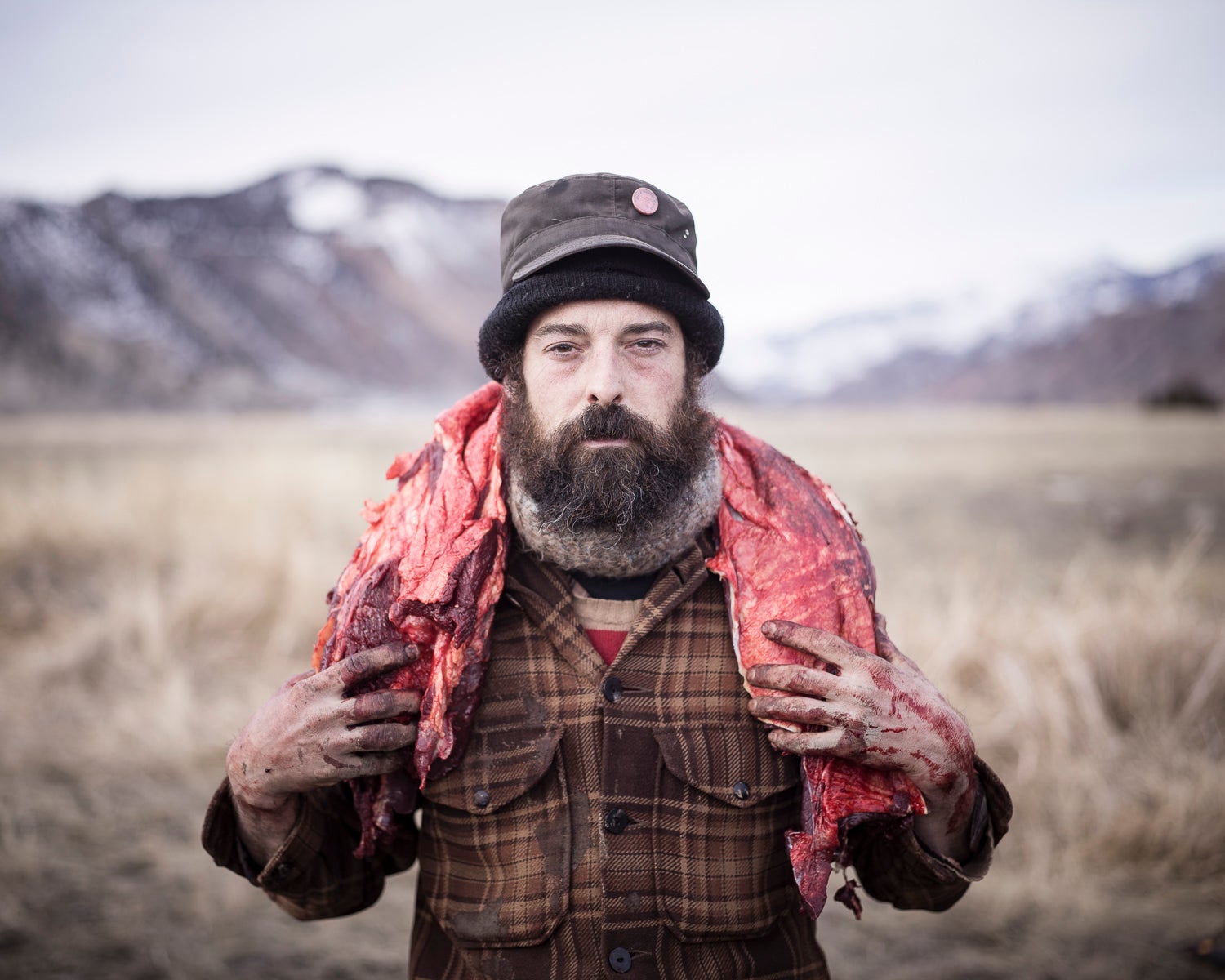 "The image of Josh carrying the buffalo backstrap over his neck is one of my favourites," says Hamon. "It¹s simple and graphic. As a portrait photographer it also has that primary aspect"