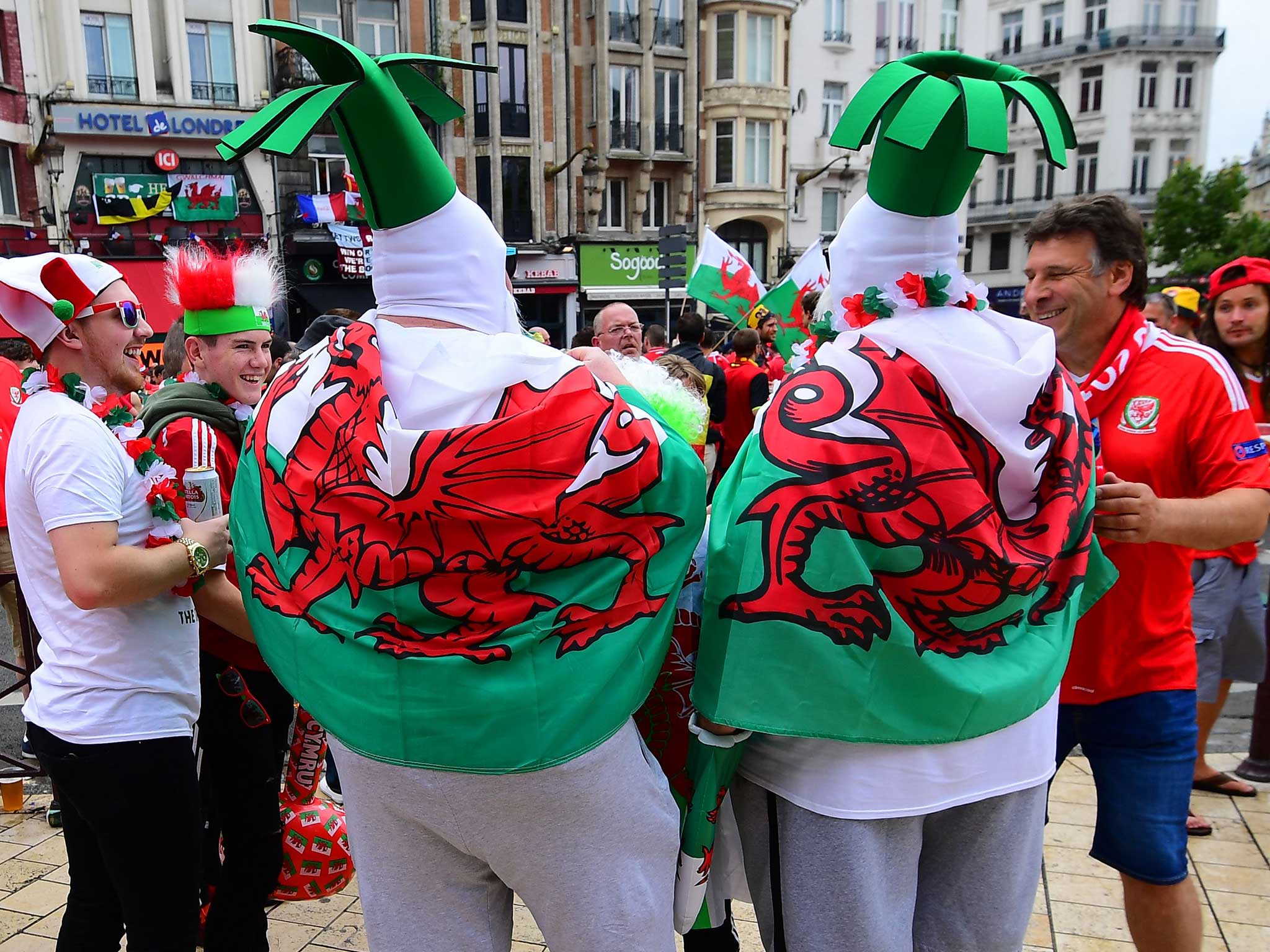 Some of the lucky Wales supporters who made it to France
