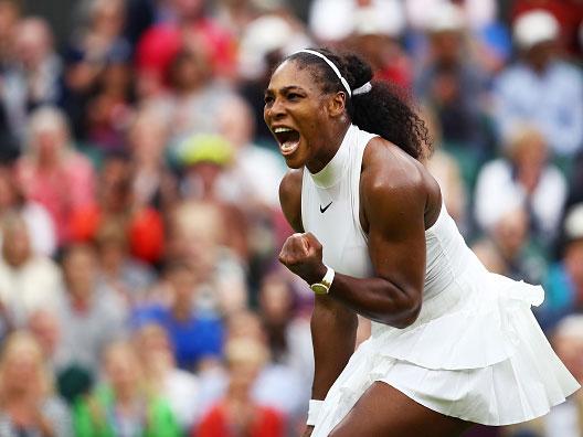 &#13;
Serena Williams celebrates victory over Christina McHale (Getty)&#13;