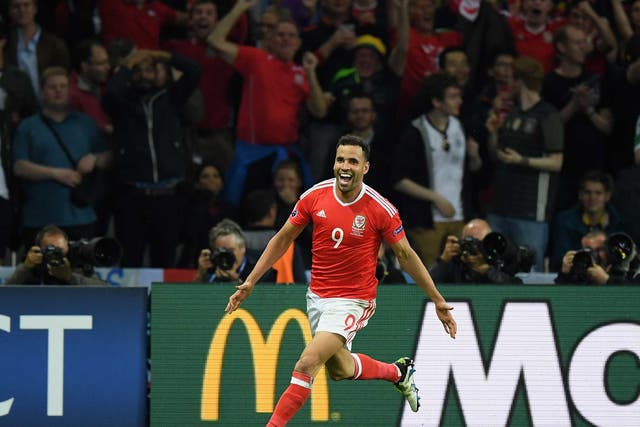 Robson-Kanu celebrates after his terrific turn and finish