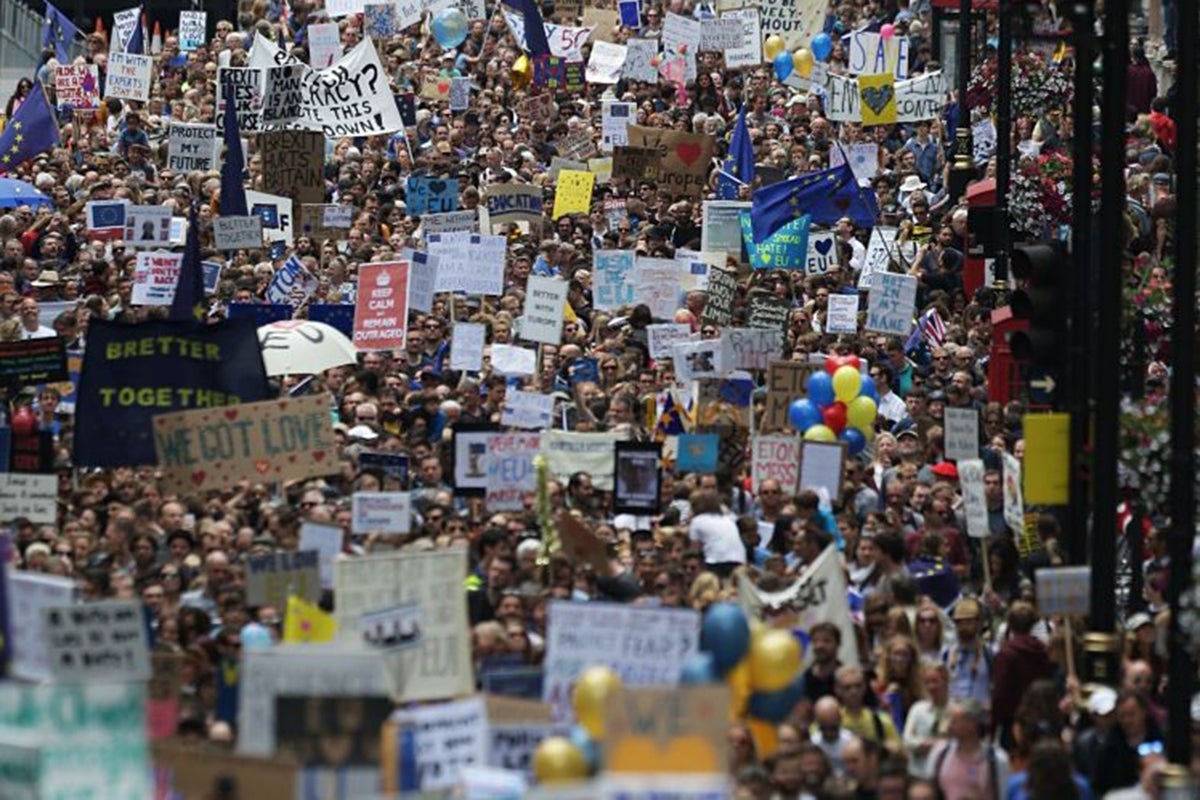 Pro-European Union protesters march in central London