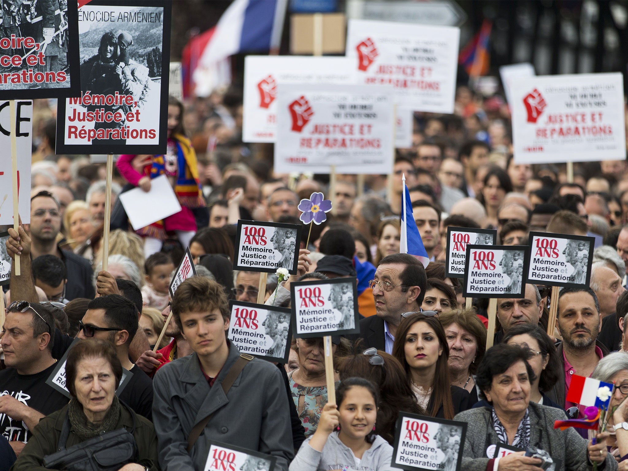 French Armenians attend a commemoration ceremony marking the 100th anniversary of the Armenian genocide last year