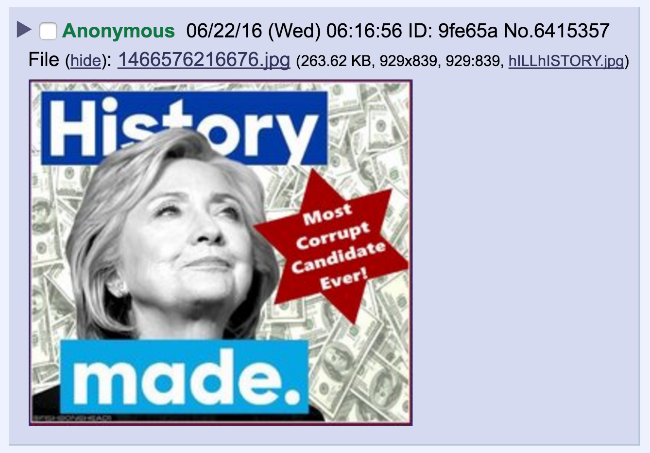 The offensive meme appeared on the notorious message board /pol/ at least a week before it was tweeted by the Trump campaign