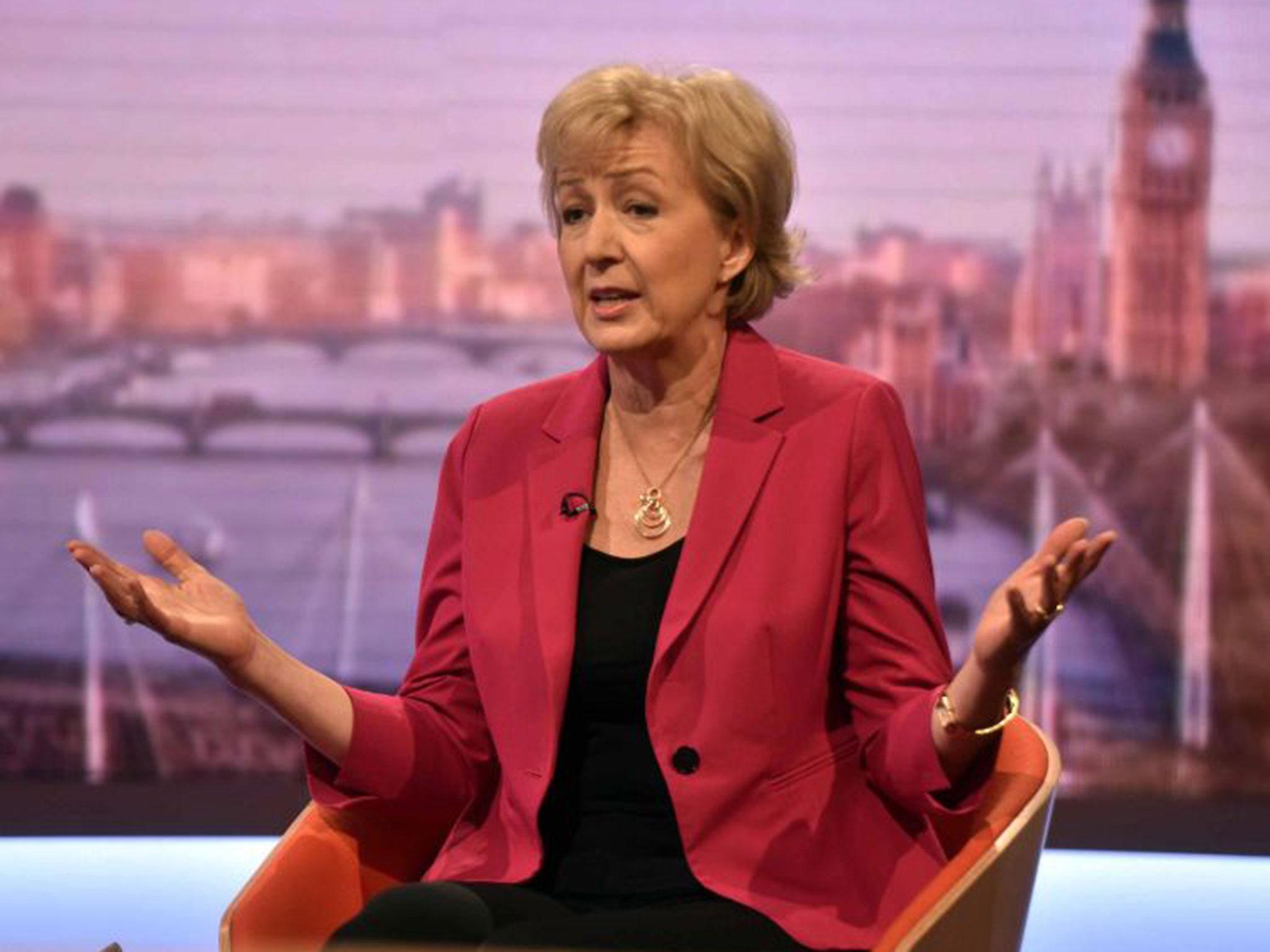 Energy Andrea Leadsom being interviewed on the Andrew Marr show