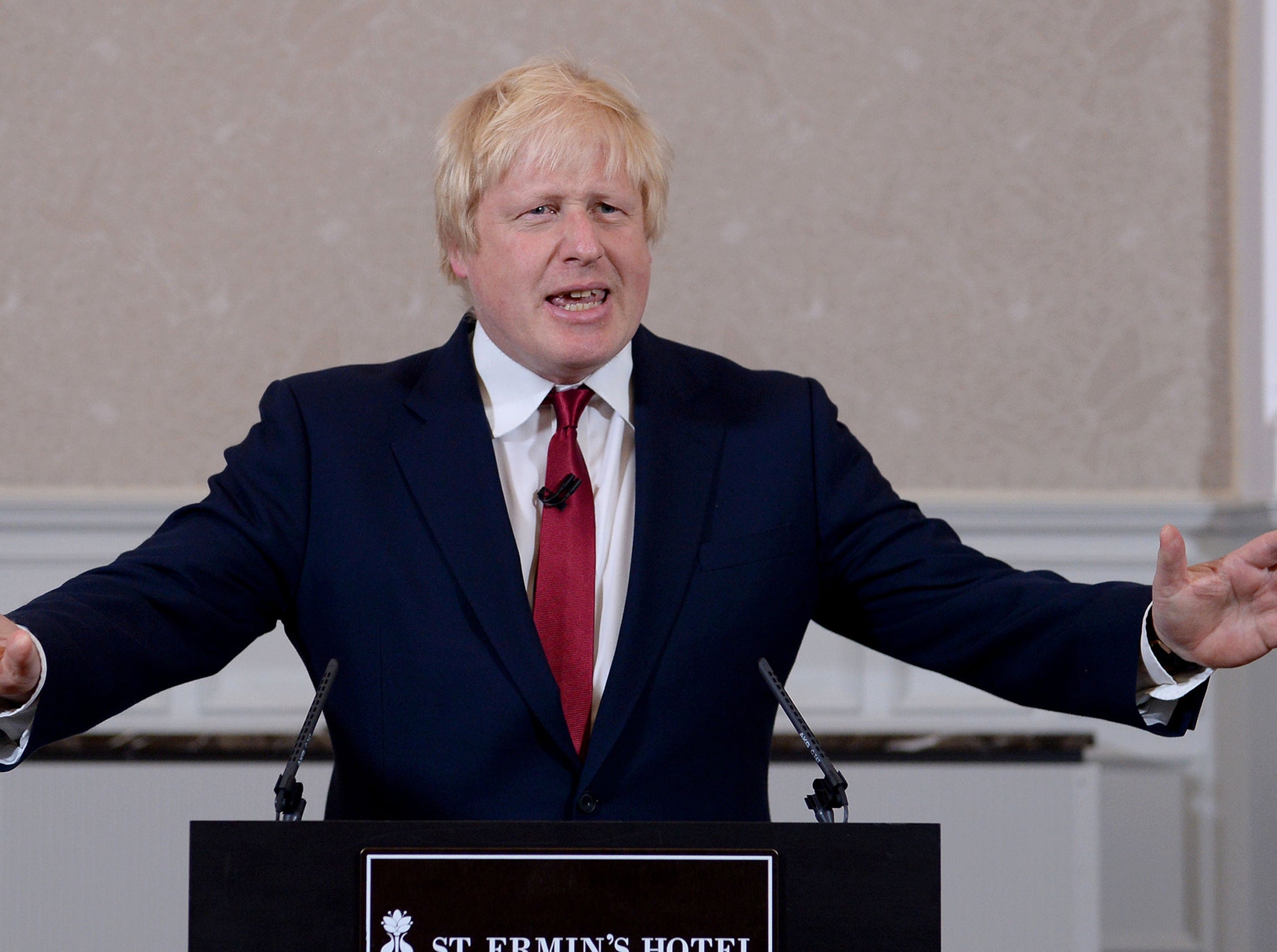 Boris Johnson speaks during a press conference where he formally announced that he will not enter the race to succeed David Cameron in Downing Street.
