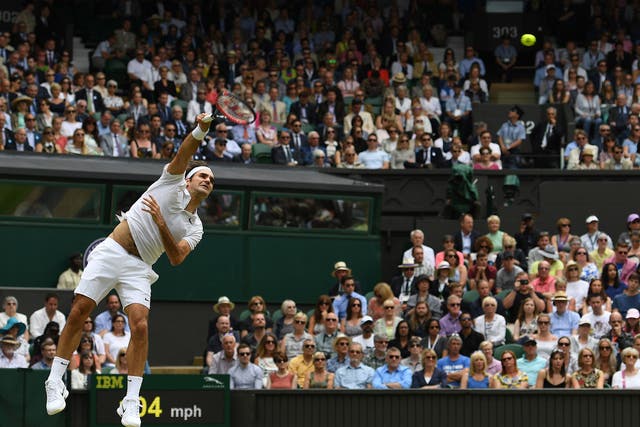 Roger Federer serves on his way to victory this week