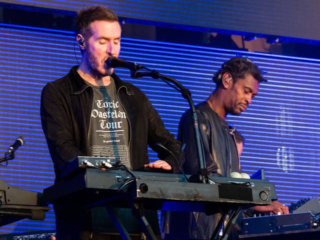 Robert Del Naja (left) and Daddy G from Massive Attack perform at British Summer Time Festival in Hyde Park, London