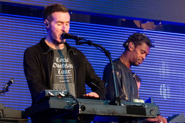 Robert Del Naja (left) and Daddy G from Massive Attack perform at British Summer Time Festival in Hyde Park, London